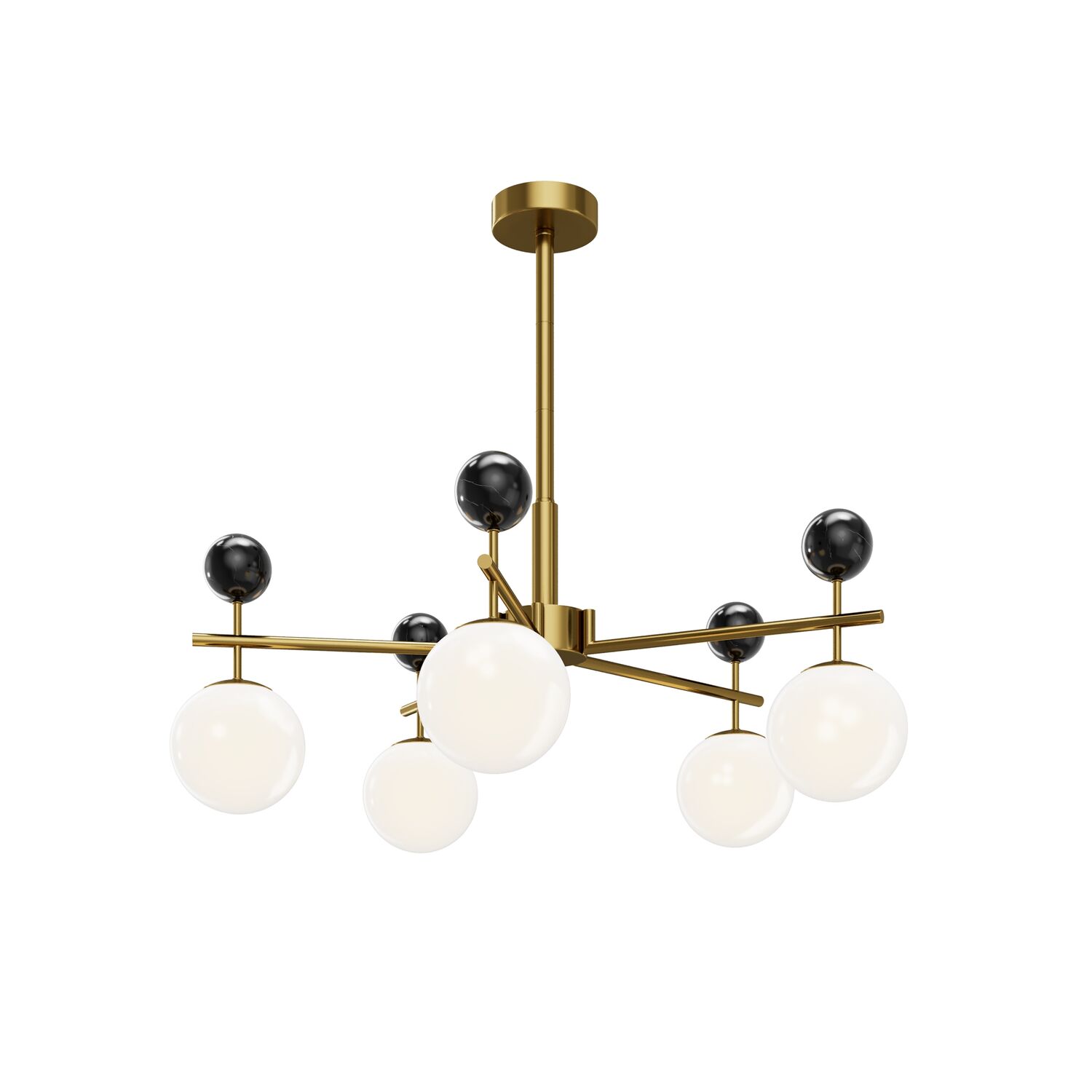 Подвесной светильник Maytoni Museo MOD436PL-05BS, арматура латунь, плафон стекло белое