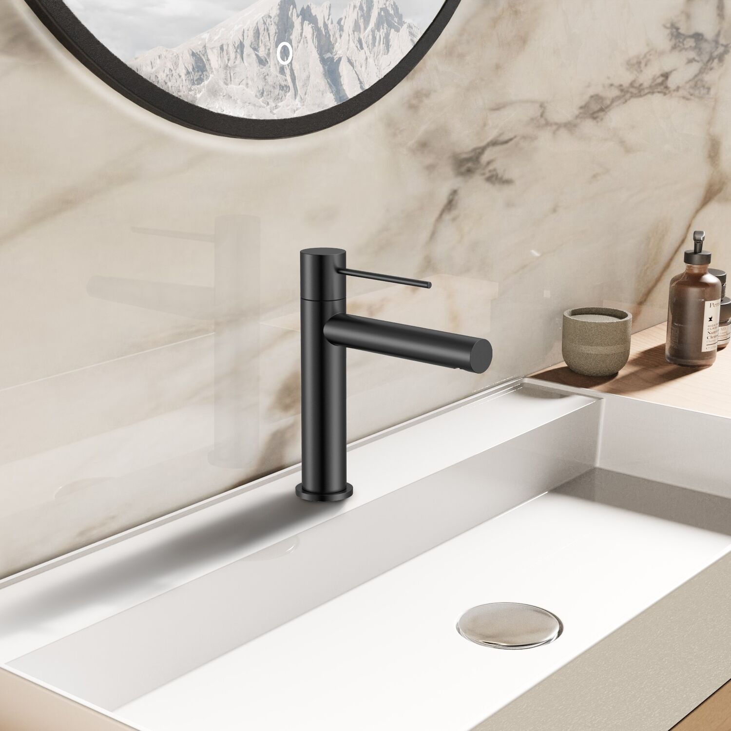 Смеситель Vincea Aspire VBF-4AS01MB для раковины, цвет черный - фото 1