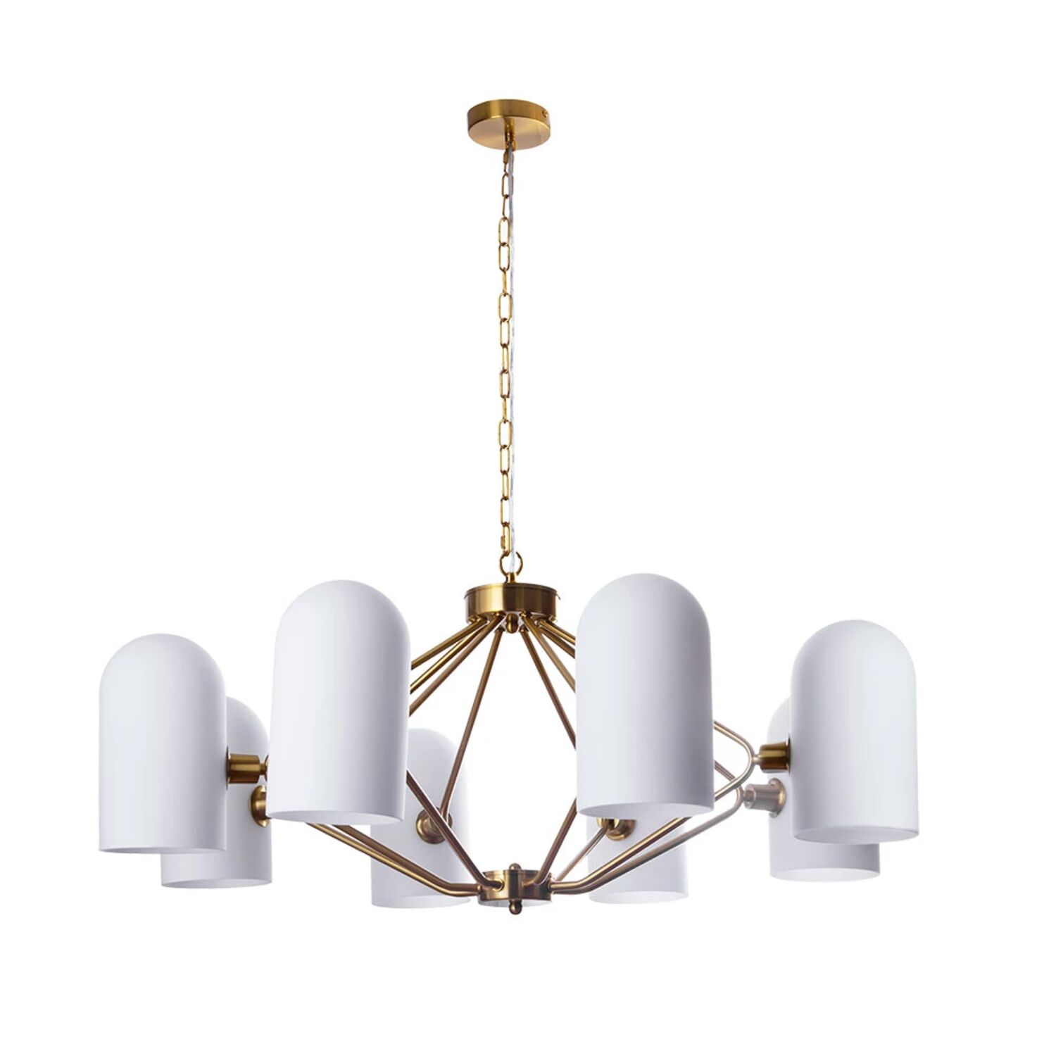 Подвесная люстра Arte Lamp Cassel A5454LM-8PB, арматура полированная медь, плафон стекло белое