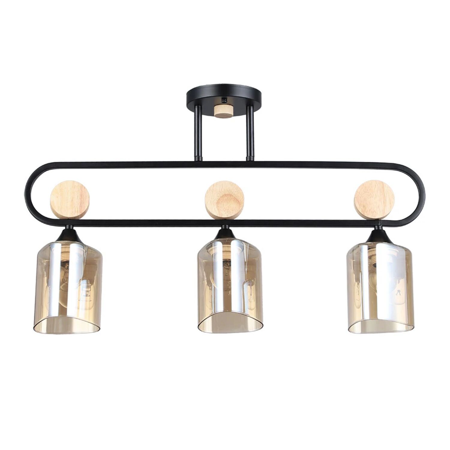 Потолочная люстра Arte Lamp Glamore A5076PL-3BK, арматура черная, плафон стекло янтарное