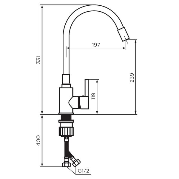 Смеситель Dorff Logic D3007633 для кухни, с гибким изливом, цвет хром / белый - фото 1