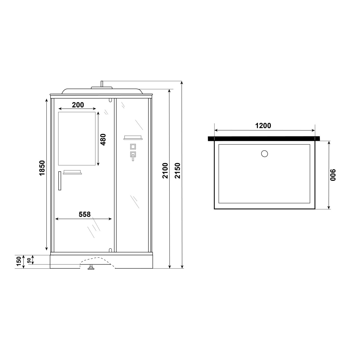 Душевая кабина Niagara Standart ST120/90/15Q/BL 120х90, стекло прозрачное, профиль черный матовый, с крышей - фото 1