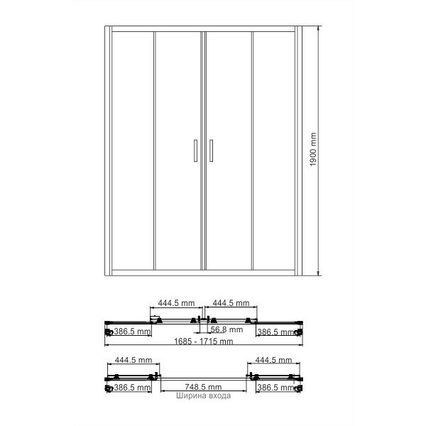 Душевая дверь WasserKRAFT Lippe 45S09 170х190, стекло прозрачное, профиль серебристый