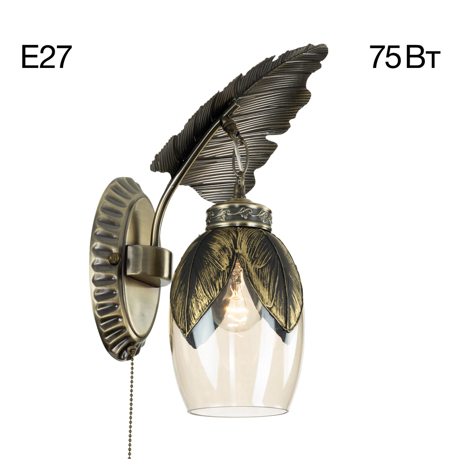 Бра Citilux Garuda CL420313, арматура бронза, плафоны стекло шампань