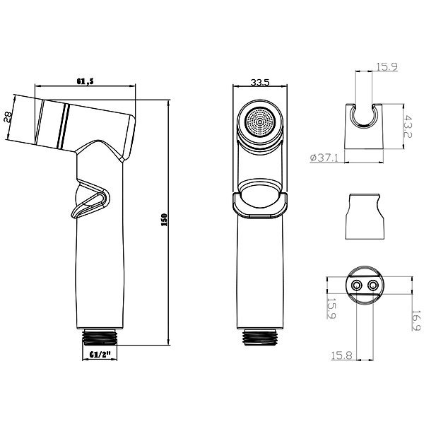 Гигиенический душ Lemark LM8088BL, с держателем и шлангом, цвет черный - фото 1