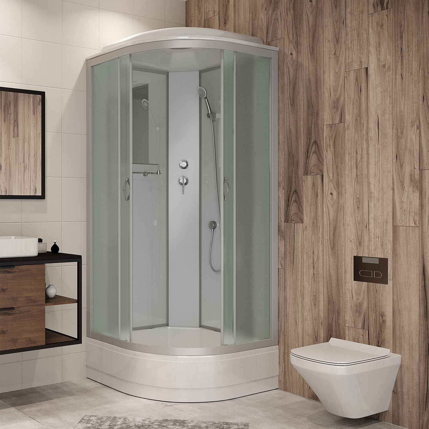 Душевая кабина Niagara Classic NG-3301-14 90х90, стекло матовое, профиль серебро, с крышей