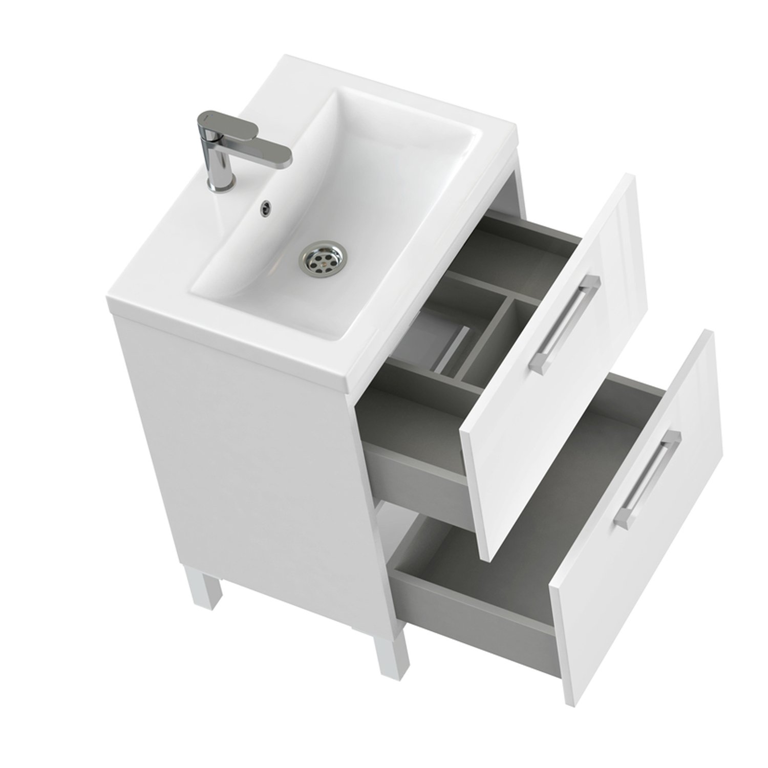 Мебель для ванной Cersanit Melar 60, с раковиной и смесителем, цвет белый - фото 1