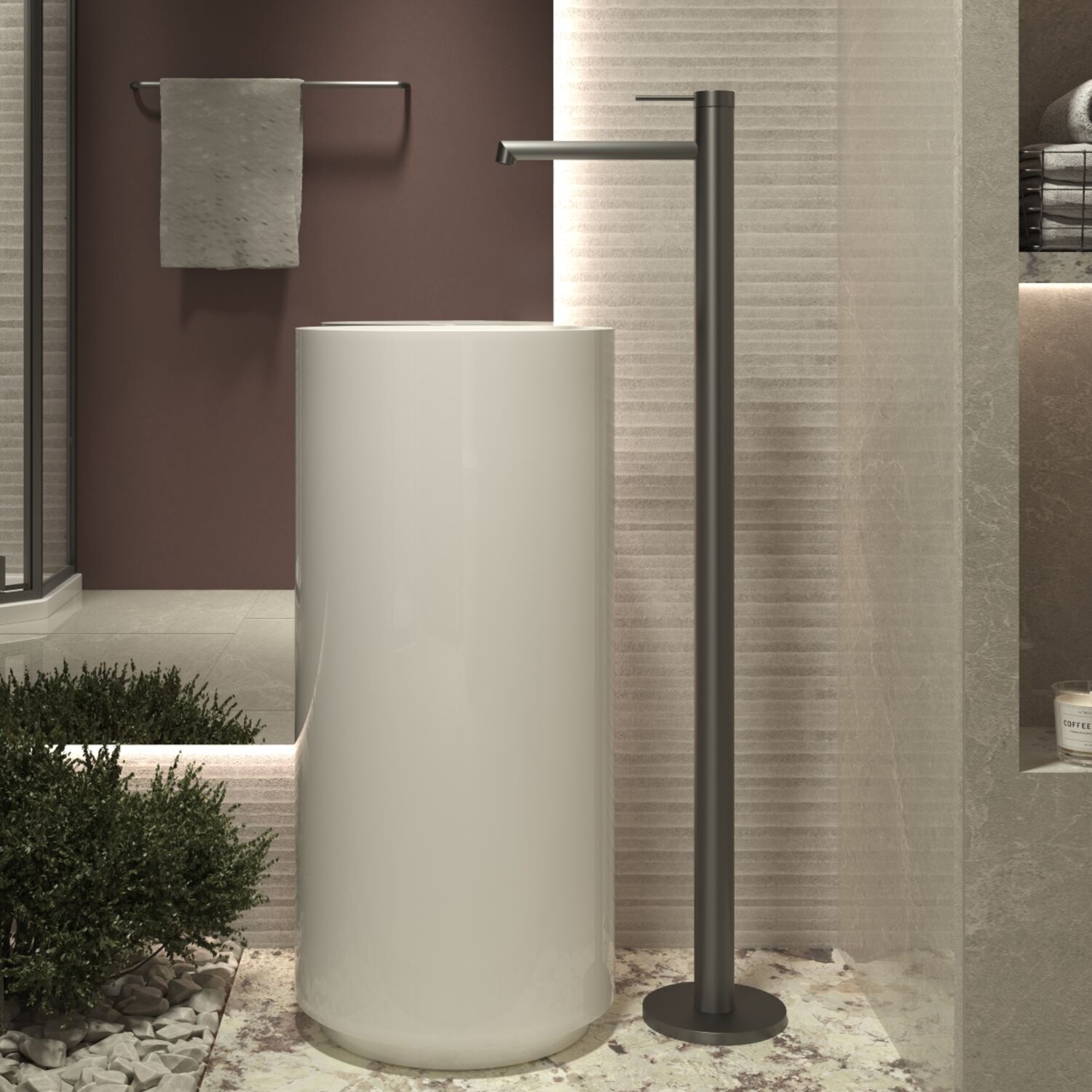 Смеситель Vincea Rim VFBF-2R1GM для раковины, цвет вороненая сталь - фото 1