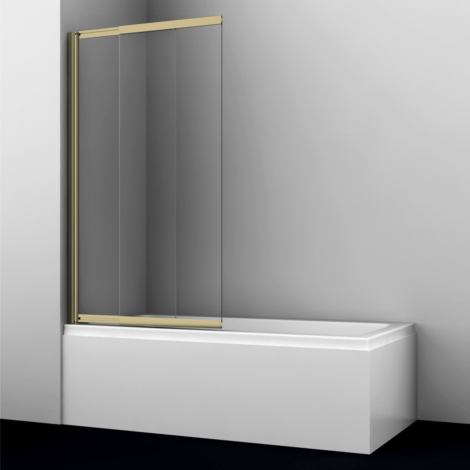 Шторка на ванну WasserKRAFT Schunter 82S02-80 80x140, стекло прозрачное, профиль золото матовое - фото 1