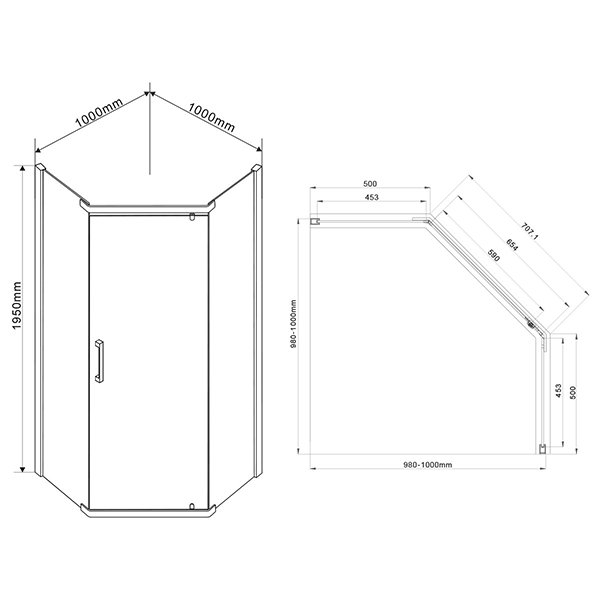 Душевой уголок Vincea Stresa VSP-1S 100x100, стекло прозрачное, профиль черный