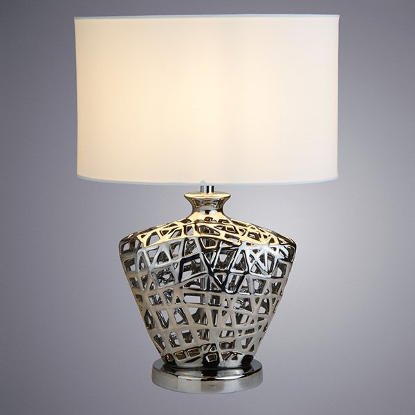 Интерьерная настольная лампа Arte Lamp Caligostro A4525LT-1CC, арматура хром, плафон ткань белый, 30х30 см - фото 1