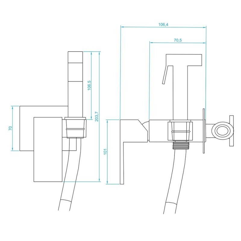 Гигиенический душ RGW Shower Panels SP-207, со встраиваемым смесителем, цвет хром - фото 1