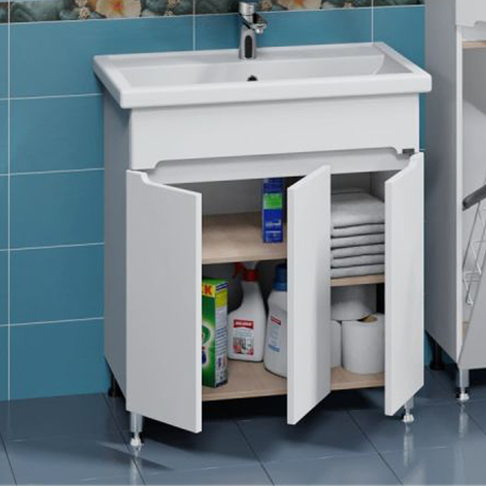 Тумба Санта Лондон 80 под раковину Фостер, напольная, с дверцами, цвет белый - фото 1