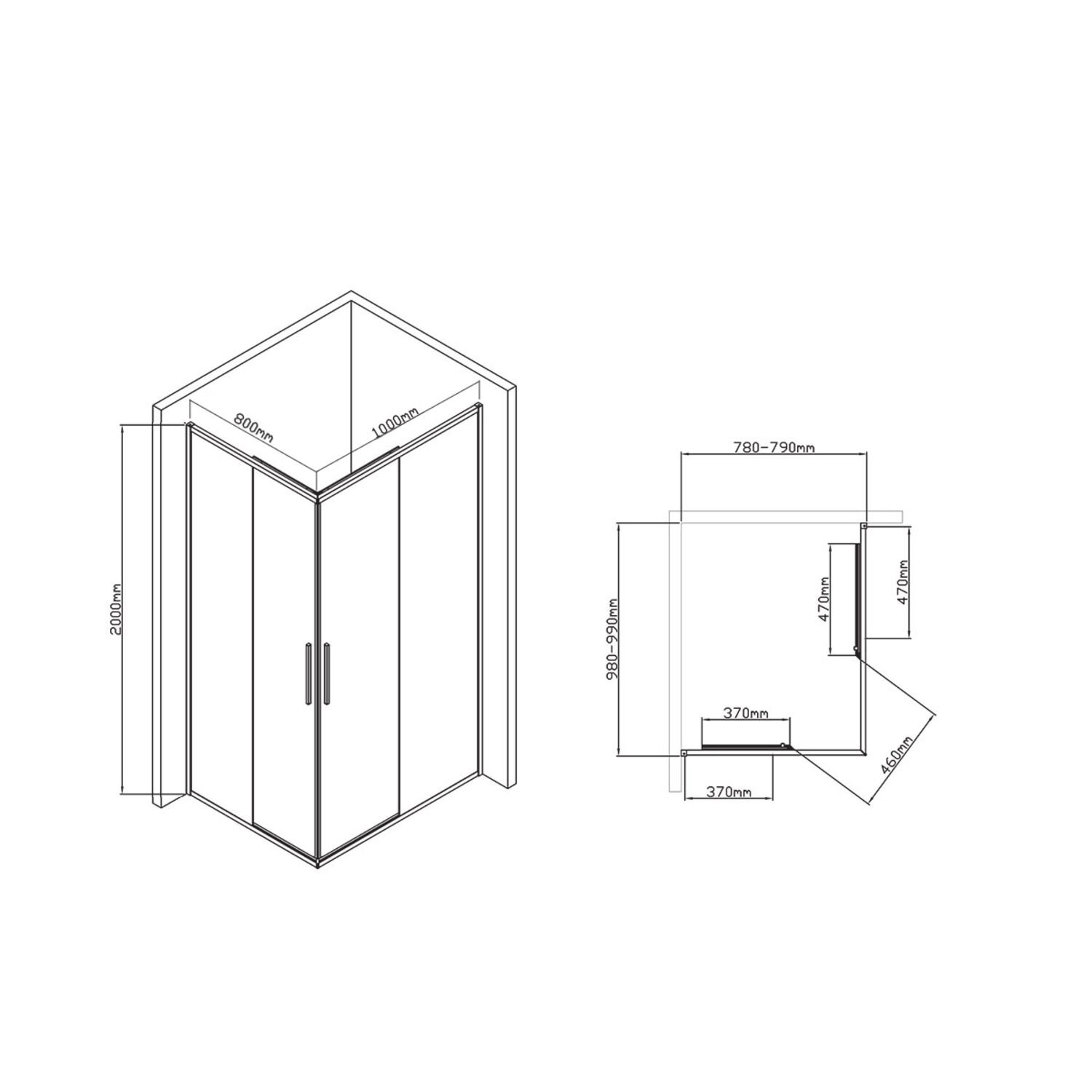 Душевой уголок Vincea Slim-U VSS-2SU 100x80, стекло прозрачное, профиль черный - фото 1