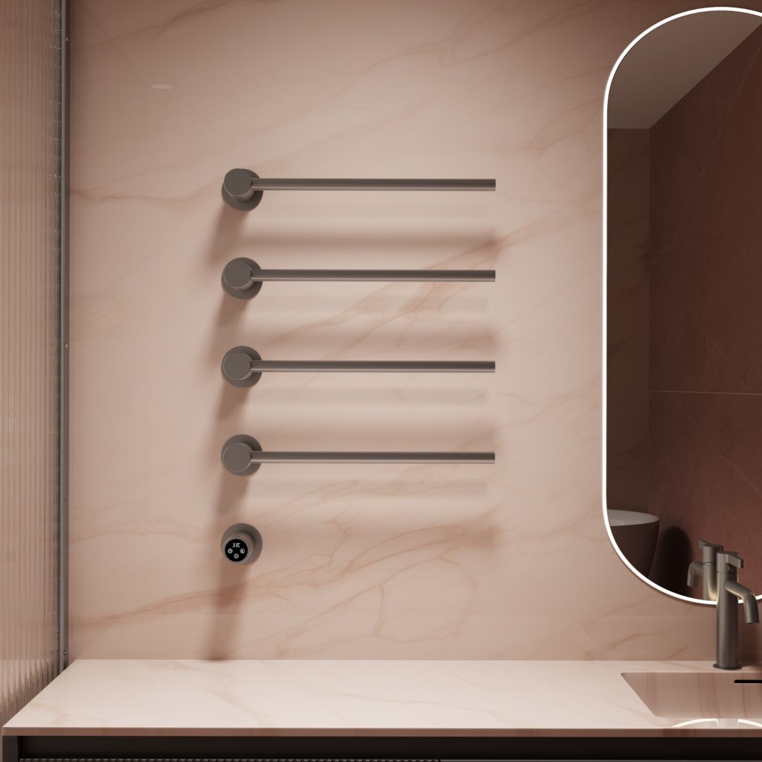 Полотенцесушитель Vincea VTD-2H1GM 53x67 электрический, цвет вороненая сталь - фото 1