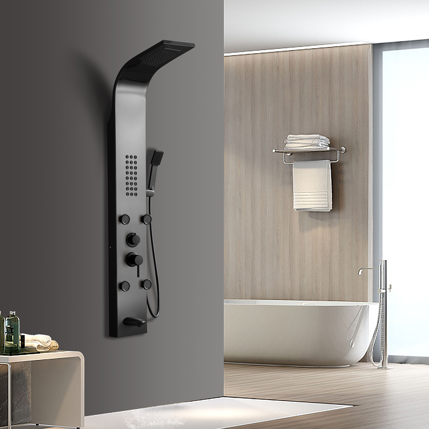 Душевая панель CeruttiSPA Victoria BK CT9981, с гидромассажем, цвет черный - фото 1