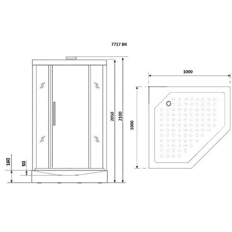 Душевая кабина Niagara Luxe NG-7717GBK 100x100, стекло прозрачное, профиль золото, без крыши