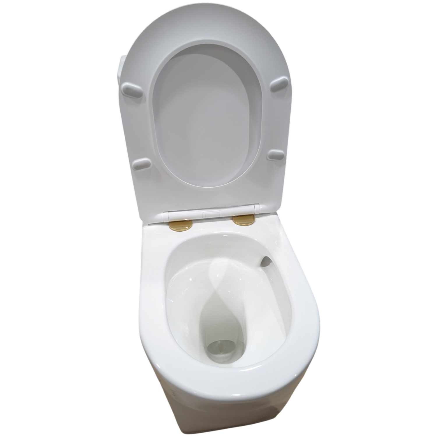 Унитаз-моноблок Joki Royal T Gold JK86472105GOLD напольный, безободковый, смыв Торнадо, с сиденьем микролифт, цвет белый / золото