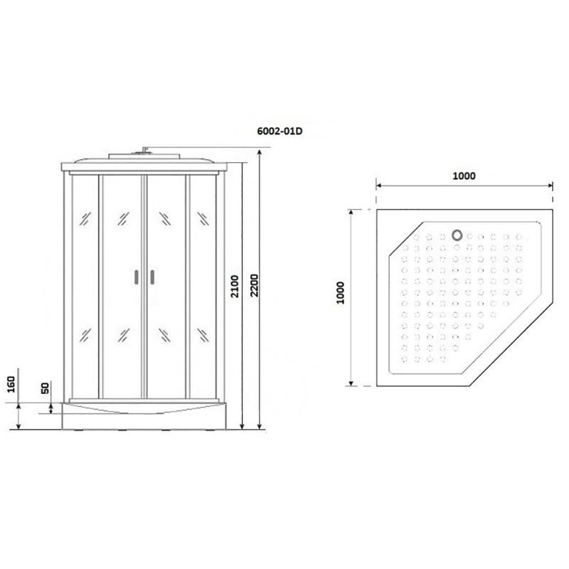 Душевая кабина Niagara Premium NG-6002-01GD 100х100, стекло прозрачное, профиль хром, с крышей, с гидромассажем, с пультом управления - фото 1