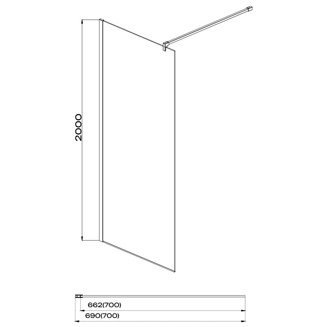 Душевая перегородка Акватек Walk In AQ WIW 07020CH 70x200, стекло прозрачное, профиль хром - фото 1