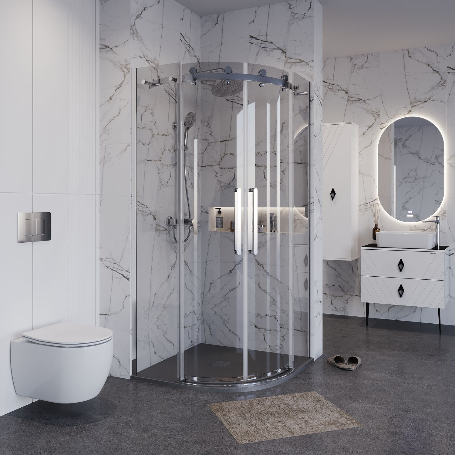 Душевой уголок Grossman Classic 301.K33.04.9090.10.00 90х90, стекло прозрачное, профиль хром