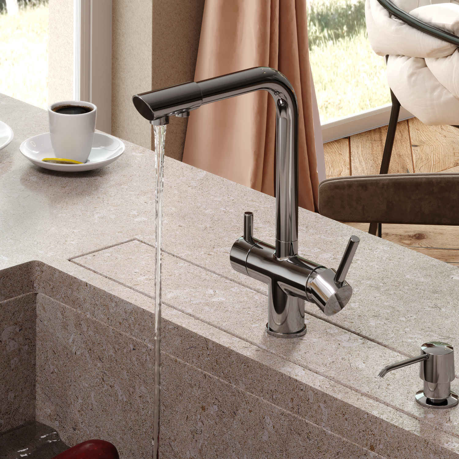 Смеситель WasserKRAFT A8317 для кухни, под фильтр, цвет хром - фото 1