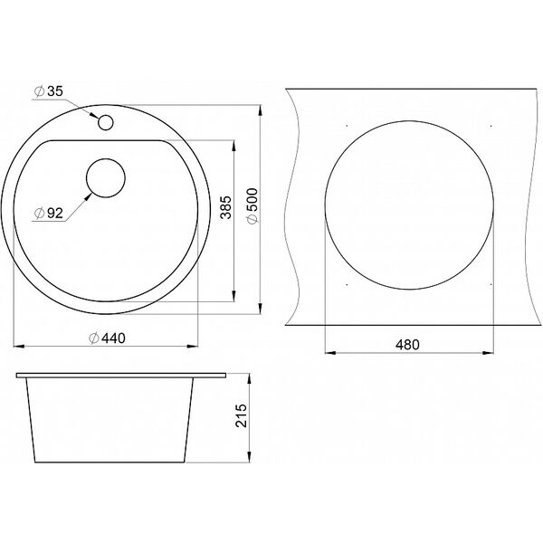 Кухонная мойка Granula GR-5101 CL 50x50, цвет классик - фото 1