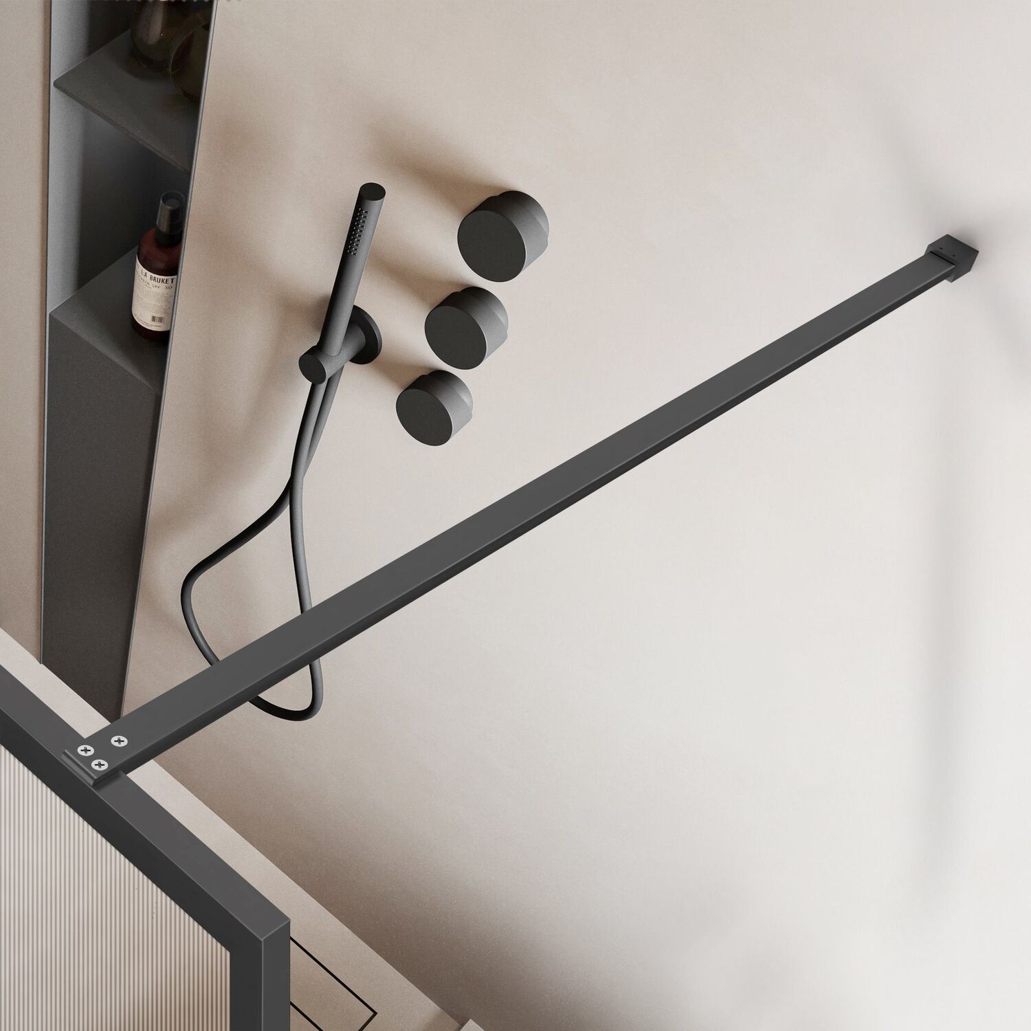 Душевая перегородка Vincea Walk-In VSW-1HP 80x200, стекло рифленое, профиль вороненая сталь - фото 1