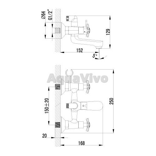 Смеситель Lemark Partner LM6542C для ванны с душем - фото 1