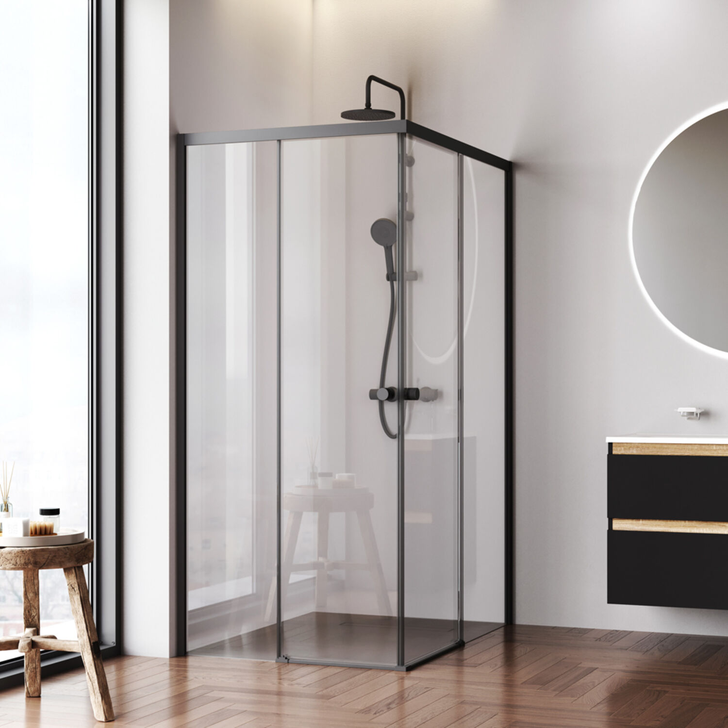Душевой уголок AM.PM X-joy W94G-403-120290-BТ1К 120x90, стекло прозрачное, профиль черный матовый