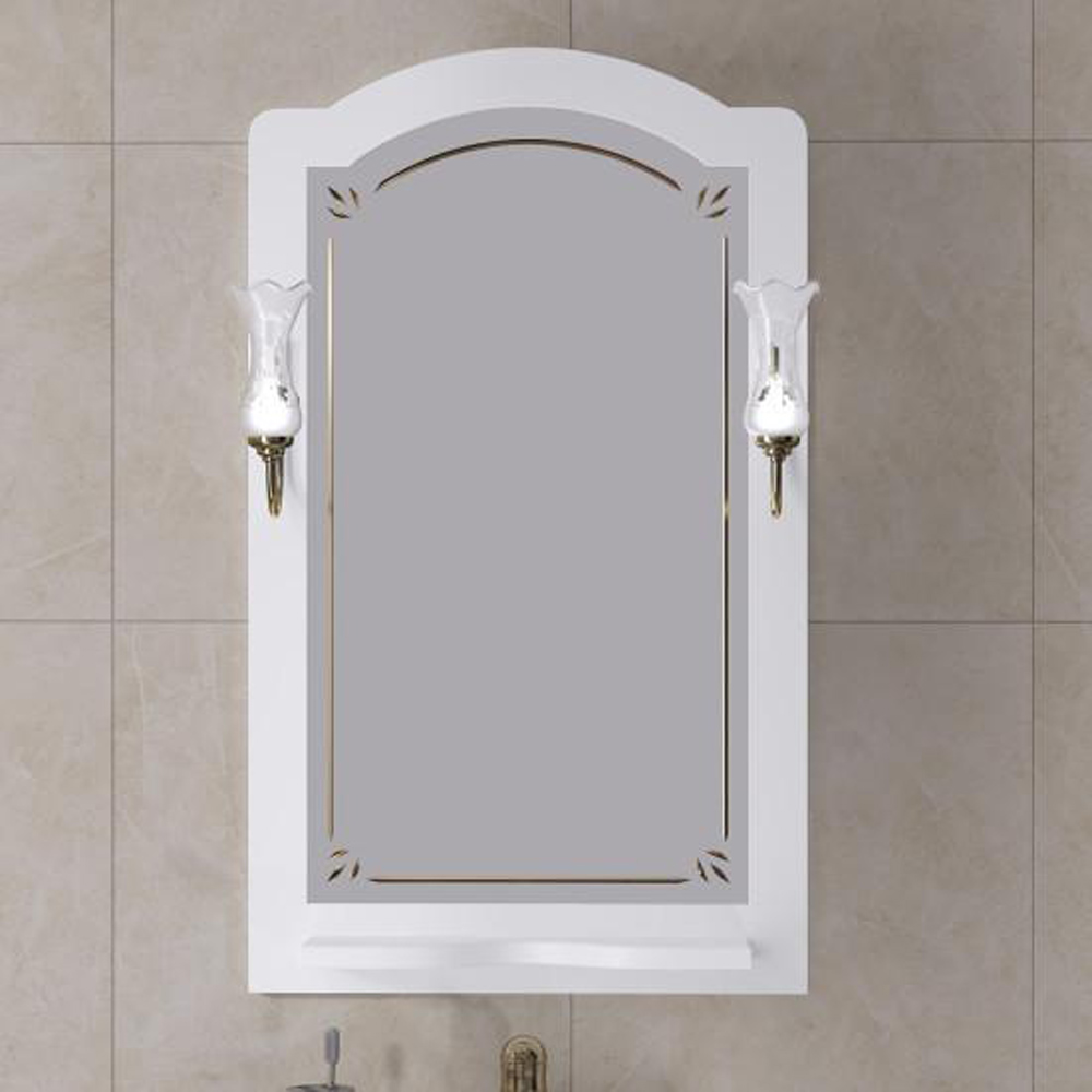 Зеркало Опадирис Лоренцо 60x105, с полкой, цвет белый матовый