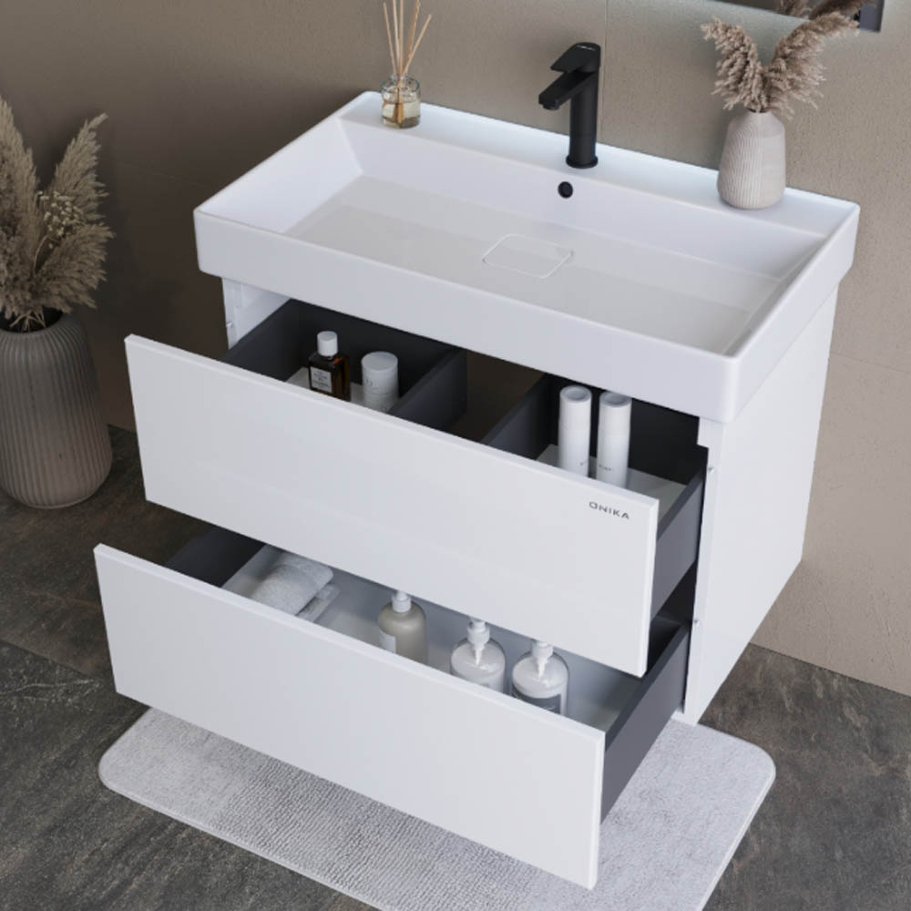 Тумба под раковину Оника Эсквана 80, подвесная, цвет белый - фото 1