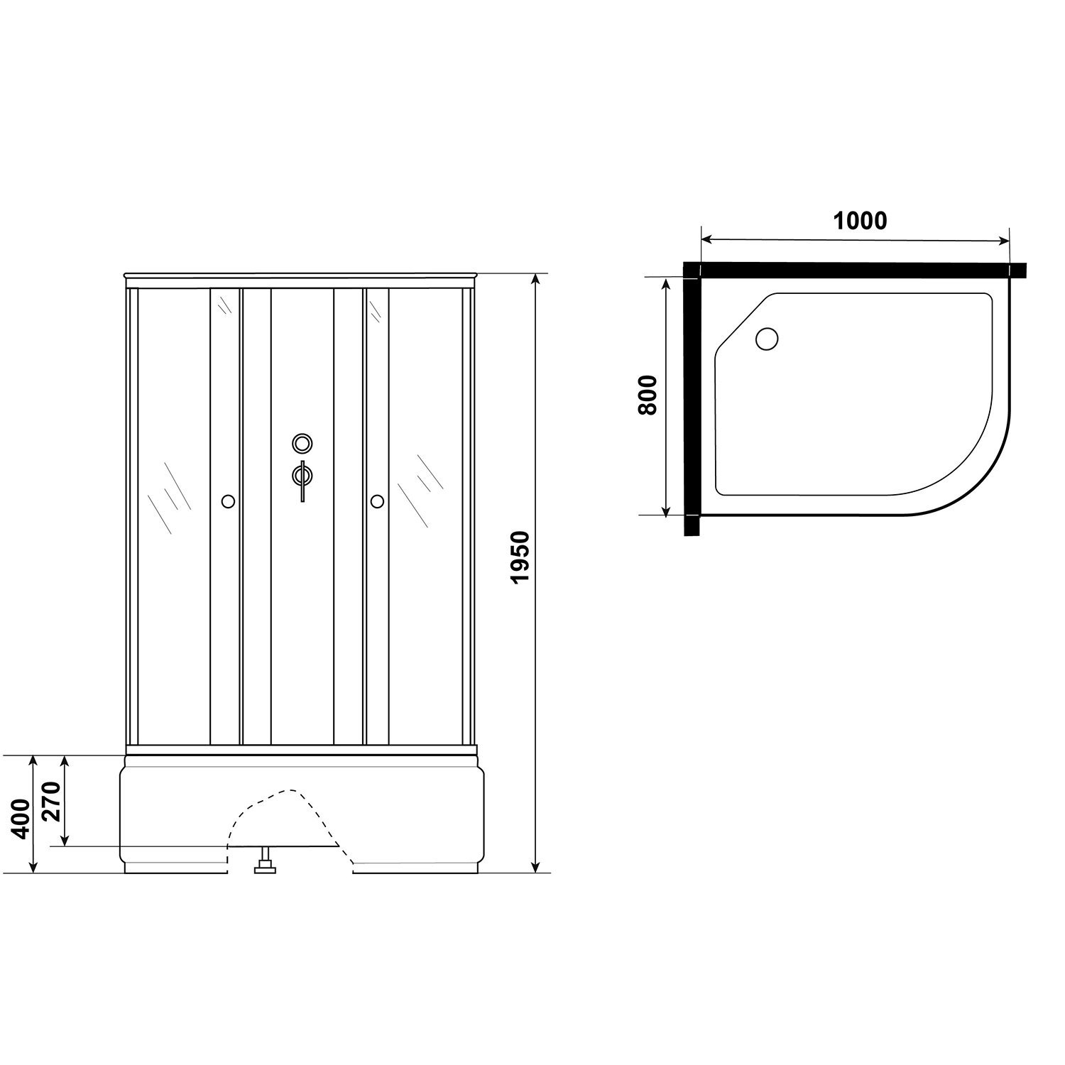 Душевая кабина Niagara Eco E100/80/40L/TN/BK 100х80, левая, стекло тонированное, профиль серебро, без крыши