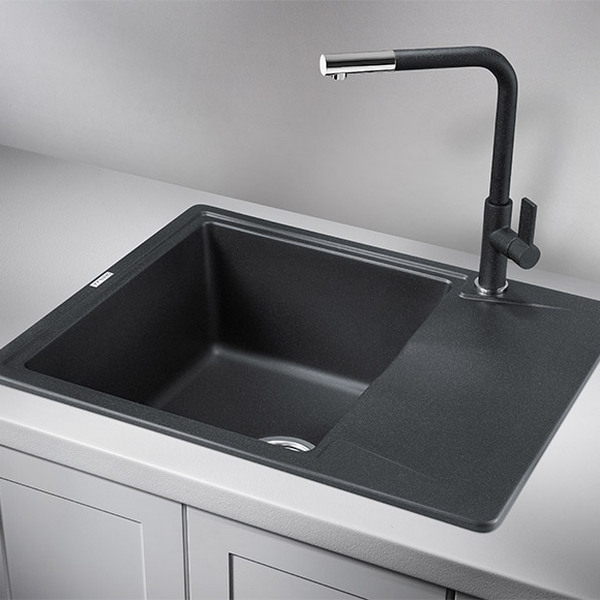 Кухонная мойка Granula GR-6201 BL 62x50, с крылом, цвет черный - фото 1