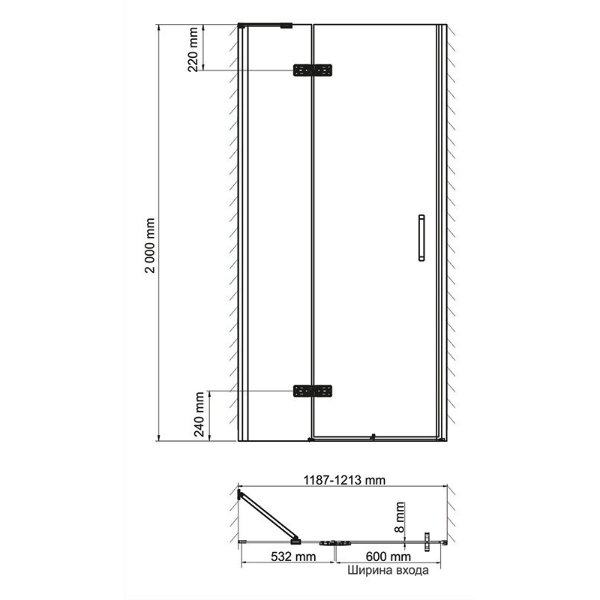 Душевая дверь WasserKRAFT Aller WasserSchutz 10H05L 120х200, левая, стекло прозрачное, профиль серебристый