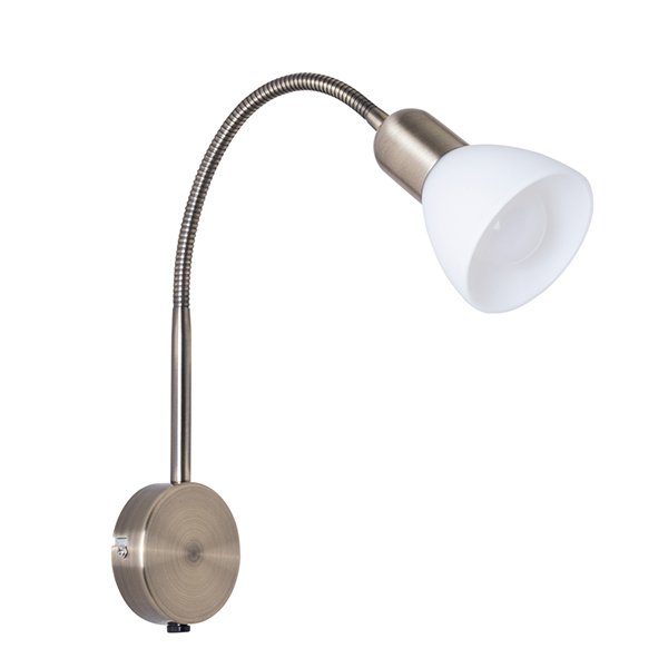 Бра Arte Lamp Falena A3116AP-1AB, арматура бронза, плафон стекло белое, 7х8 см