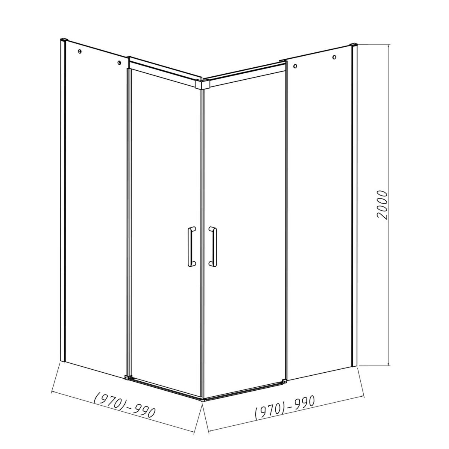Душевой уголок Vincea Dice VSS-4D 100x100, стекло прозрачное, профиль черный - фото 1