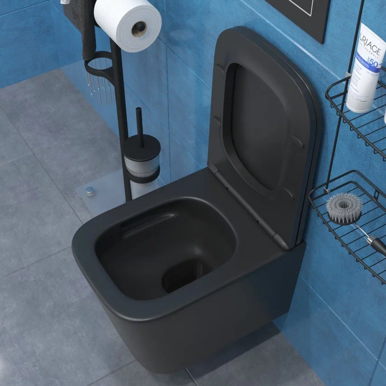 Унитаз Joki Verna T JK0711055MB подвесной, безободковый, смыв Торнадо, с сиденьем микролифт, цвет черный матовый