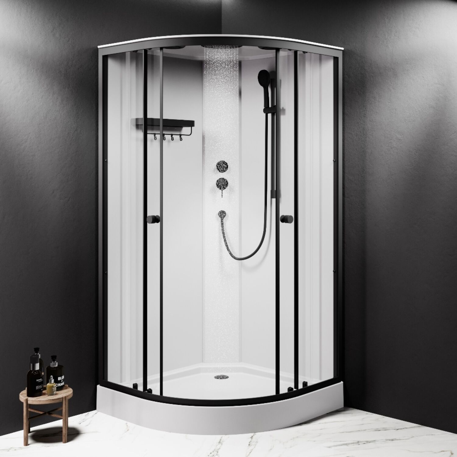 Душевая кабина AM.PM X-Joy W94C-401-100BT 100x100, стекло прозрачное, профиль черный матовый - фото 1
