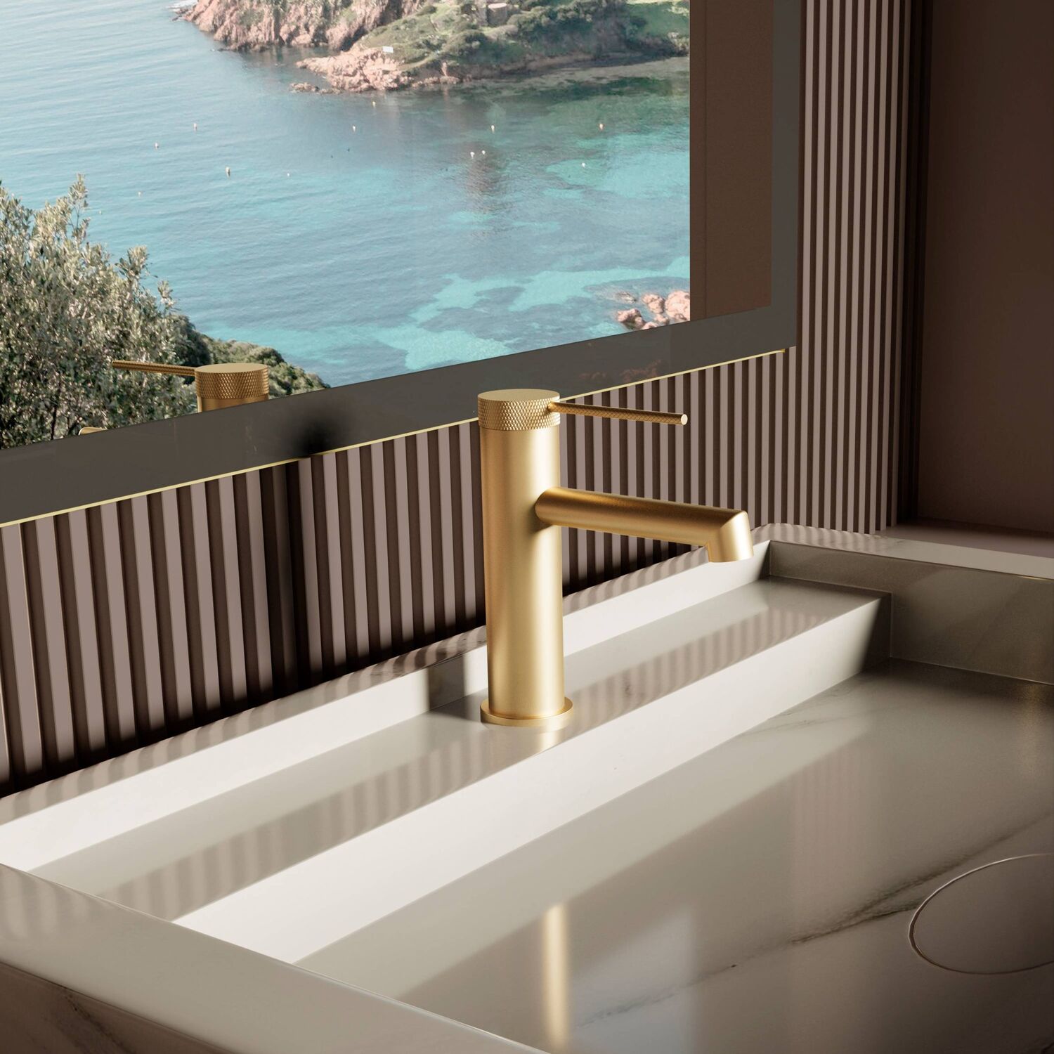 Смеситель Vincea Rim VBF-2RM1BG для раковины, цвет брашированное золото - фото 1