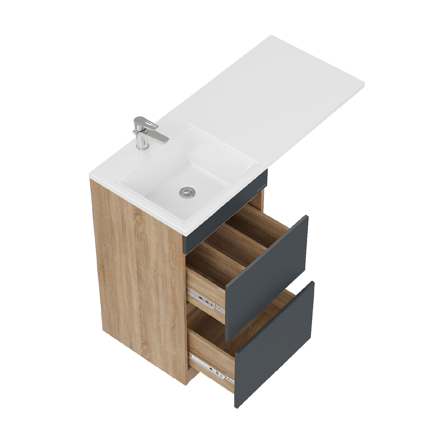 Мебель для ванной Оника Милтон 110, с тумбой 48 см,с ящиками, цвет серый / дуб сонома