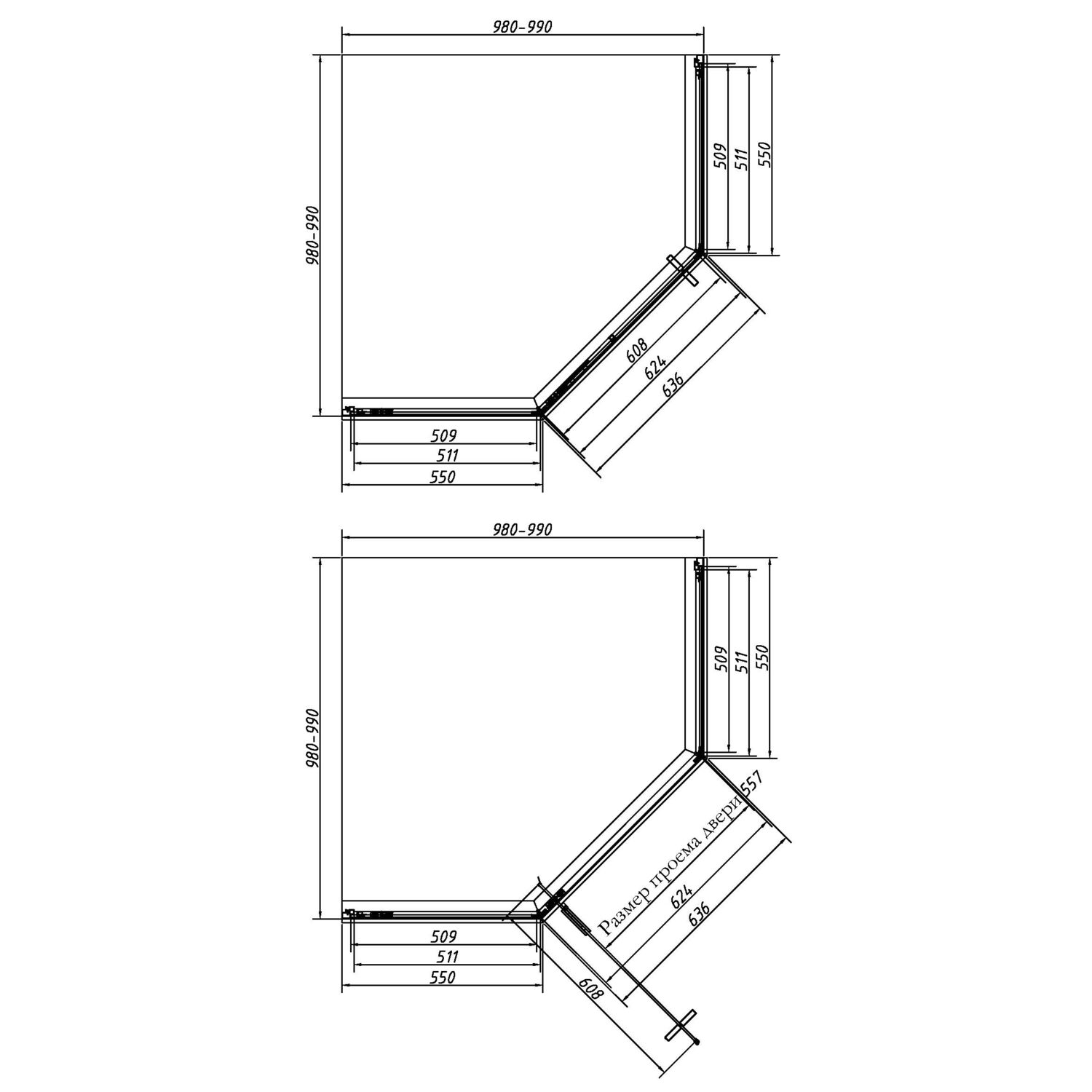 Душевой уголок Vincea Slim-N VSP-4SN 100x100, стекло прозрачное, профиль брашированный никель - фото 1