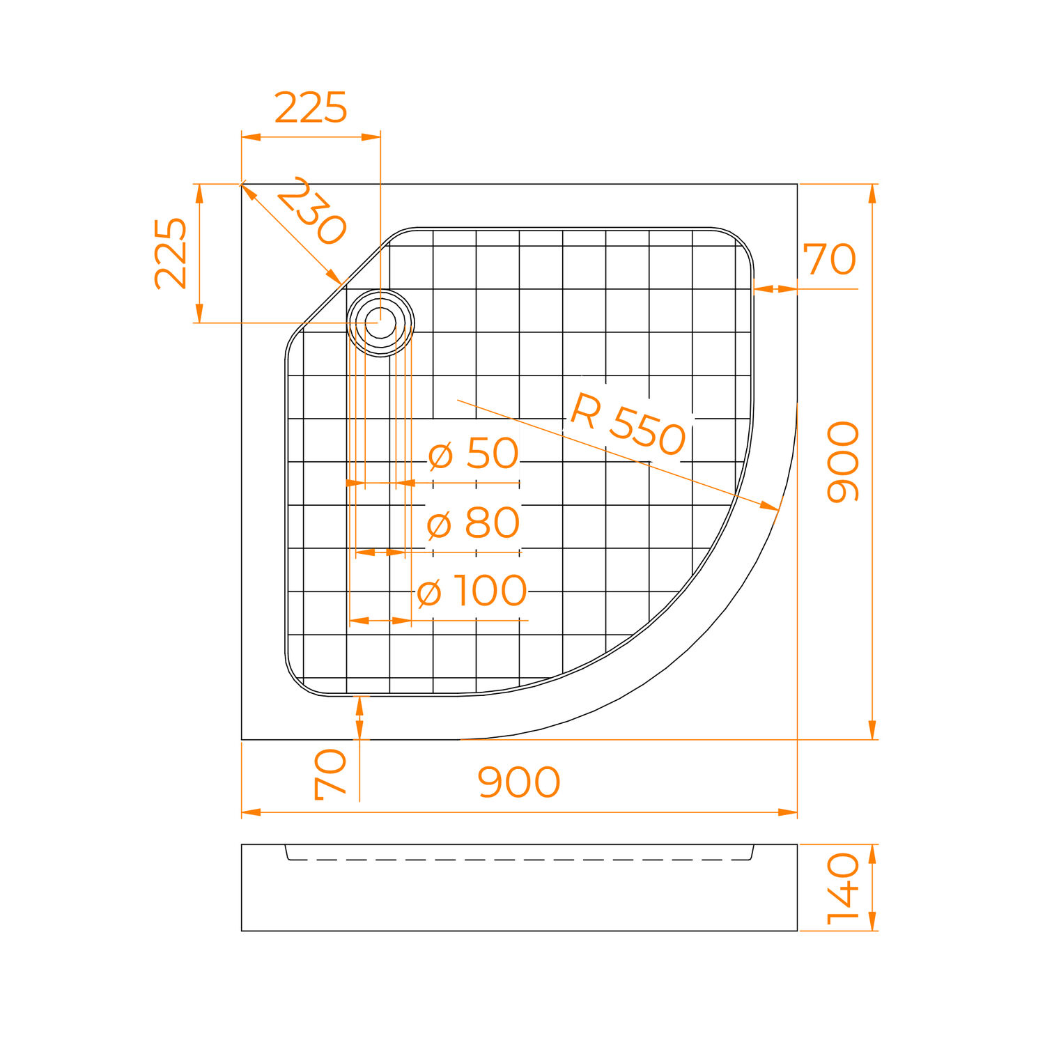 Поддон для душа RGW SMC/R W 90x90, стеклопластик, цвет белый - фото 1