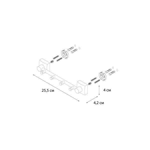 Крючок Fixsen Kvadro FX-61305-4, планка на 4 крючка, 30 см - фото 1