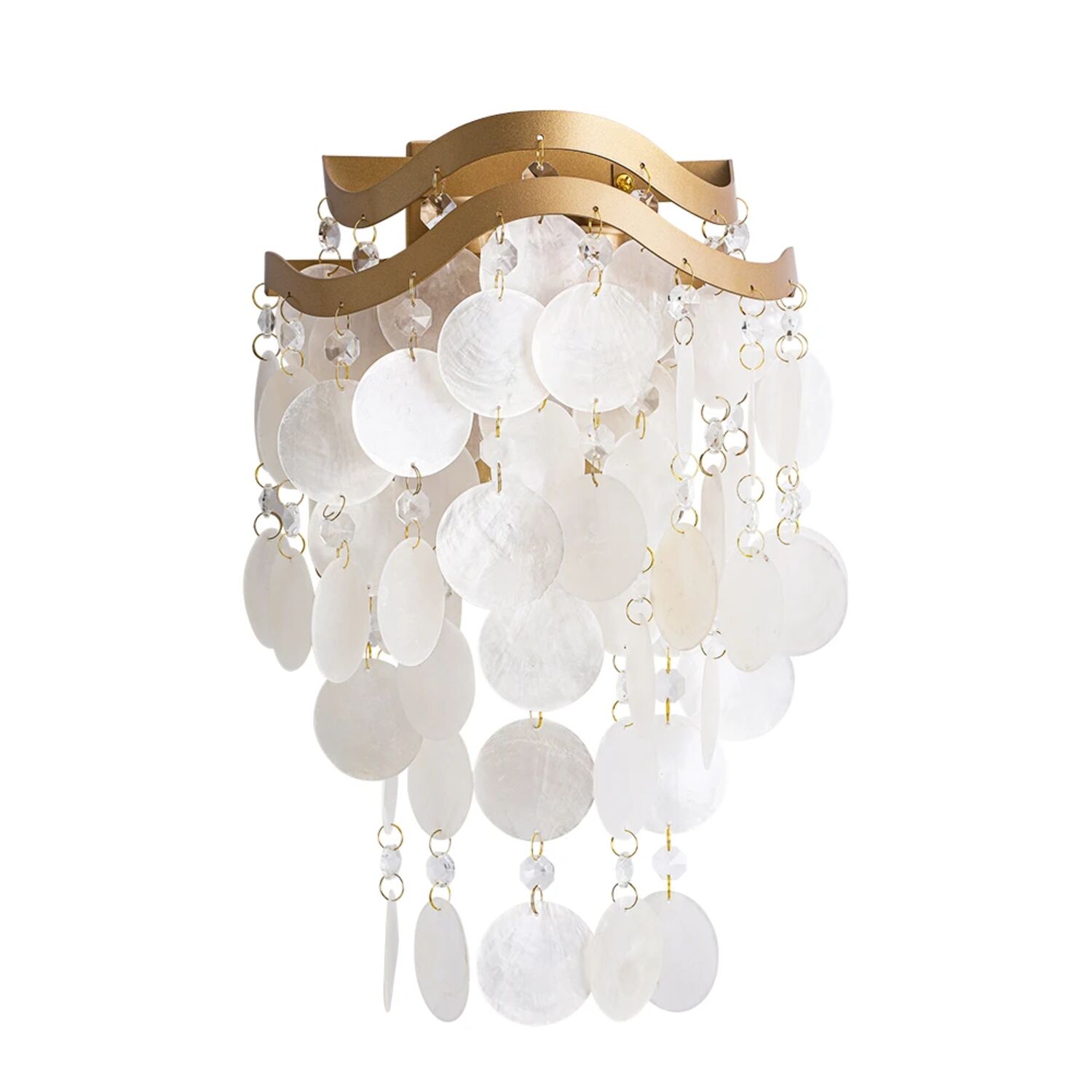 Настенный светильник Arte Lamp Pipirima A4065AP-2SG, арматура матовое золото, плафон хрусталь / перламутр белый