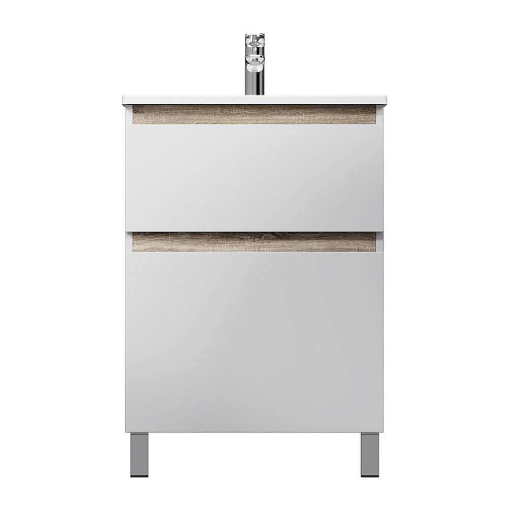 Тумба под раковину AM.PM X-Joy 60 напольная, цвет белый глянец/дерево