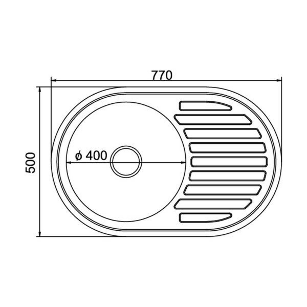 Кухонная мойка Mixline 532305 77x50, с крылом, правая, цвет хром с декором