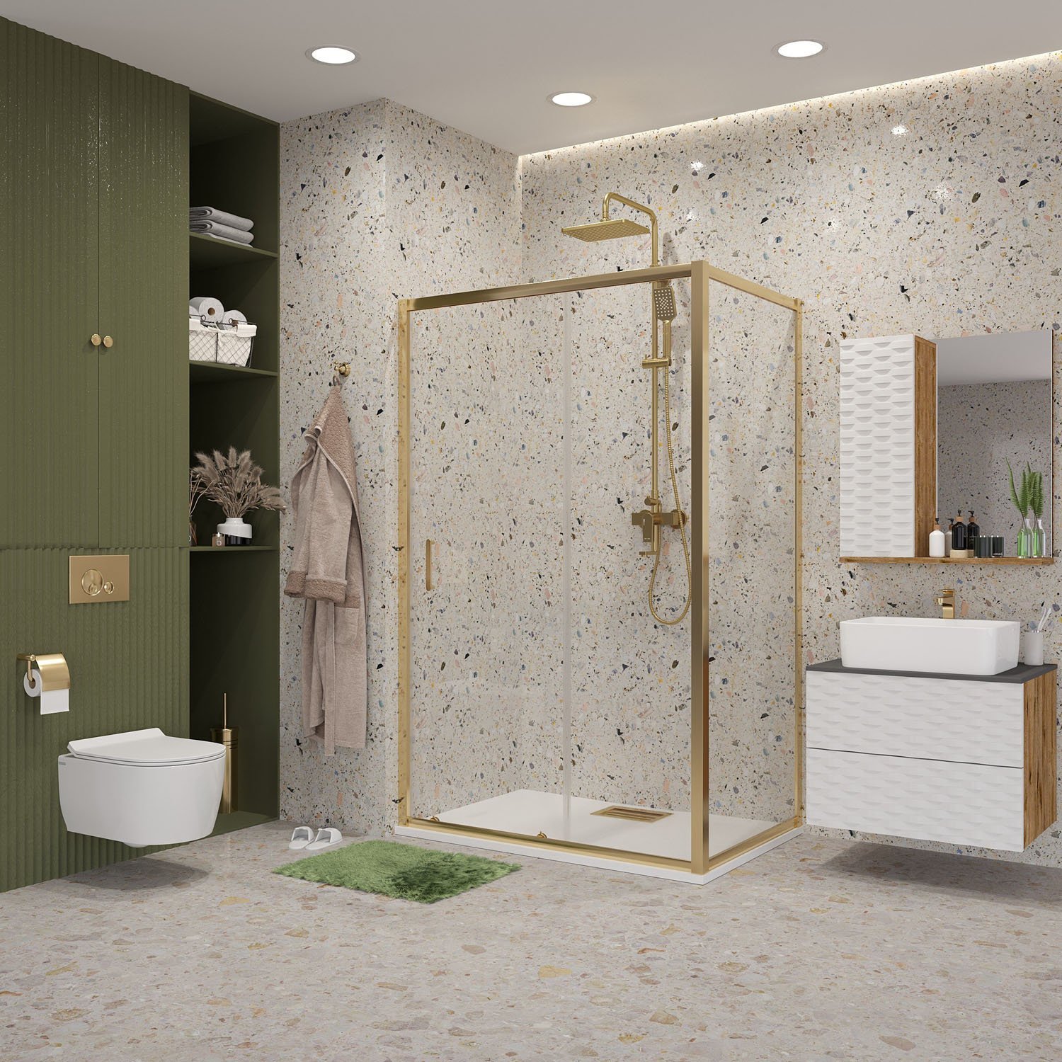 Душевой уголок Niagara Nova NG-42-12AG-A70G 120x70, стекло прозрачное, профиль холодное золото