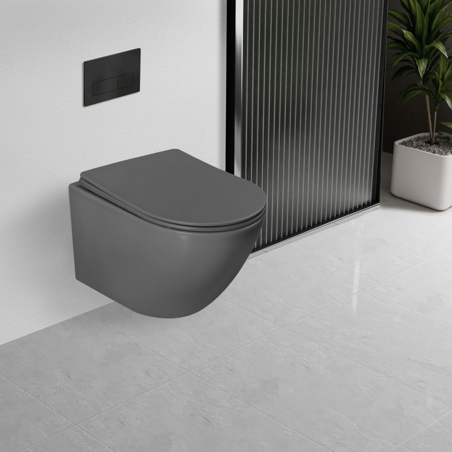 Унитаз Vincea Globo VT1-14TMA подвесной, безободковый, смыв Торнадо, с сиденьем микролифт, цвет антрацит матовый - фото 1