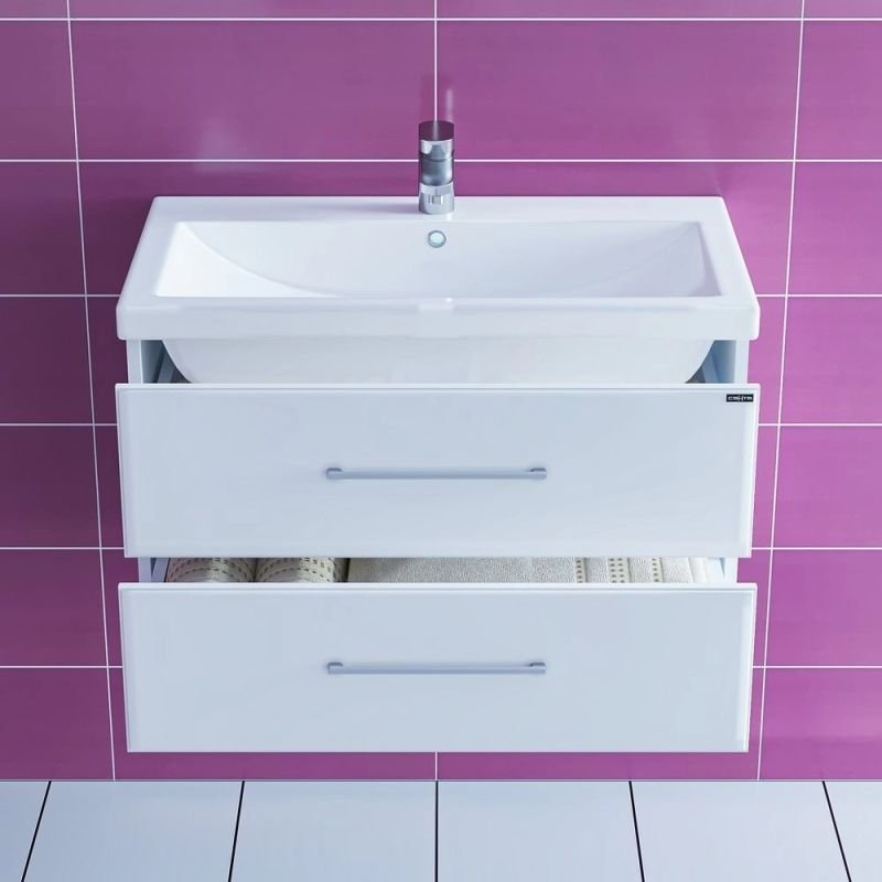 Мебель для ванной Санта Омега 80 подвесная, с ящиками, цвет белый - фото 1